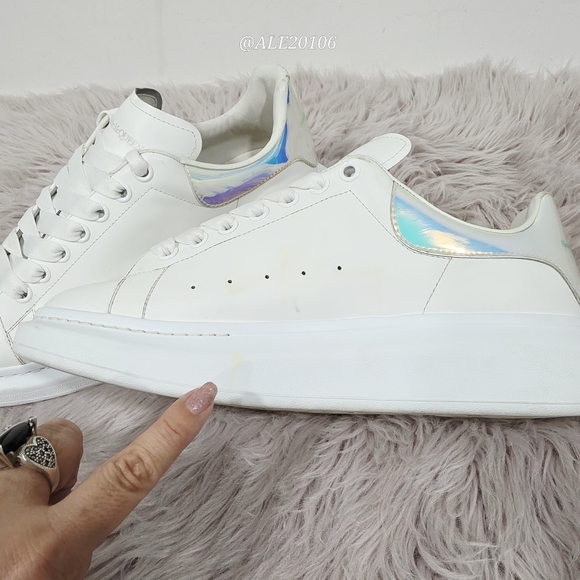 Alexander McQueen Men\'s Oversized Sneakers White Iridescent Heel SZ.EU 44.5 J main image 13